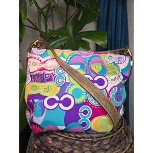 Coach‎ Poppy Groovy Bag Satchel Purse Colorful Print Shoulder Bag